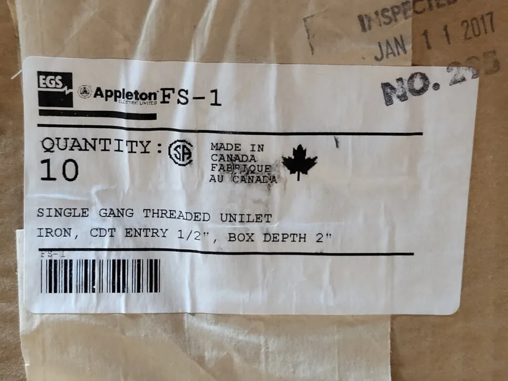 1/2" Solo Gang Threaded Unilet FS-1 (Box 10)
