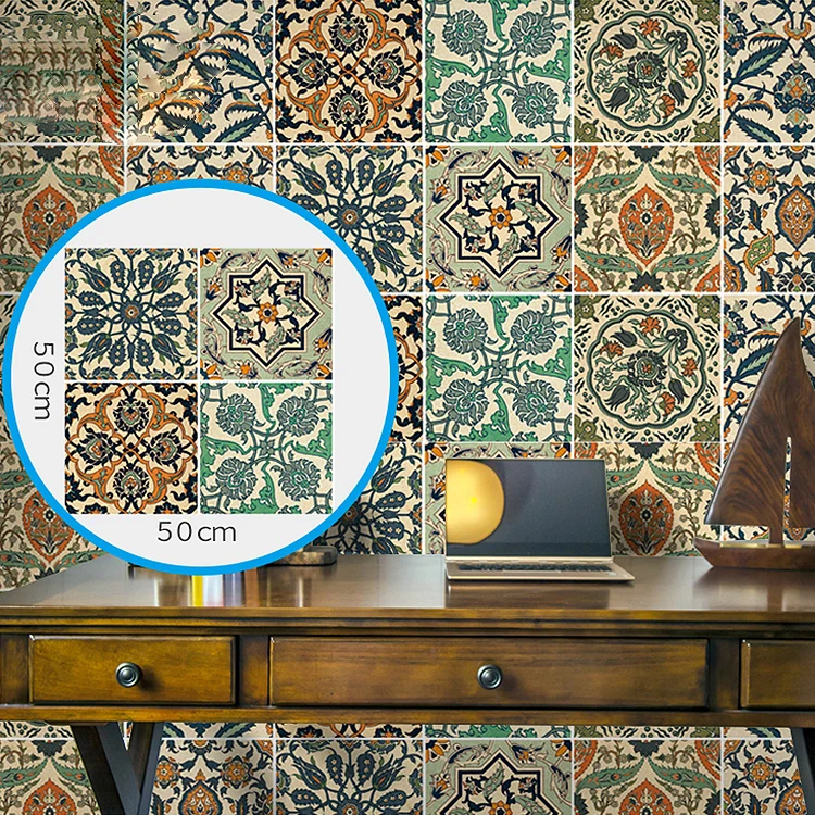 Spanish Pattern Singular Tile Mildew Resistant Peel & Stick Tile Backsplash Wall Beige