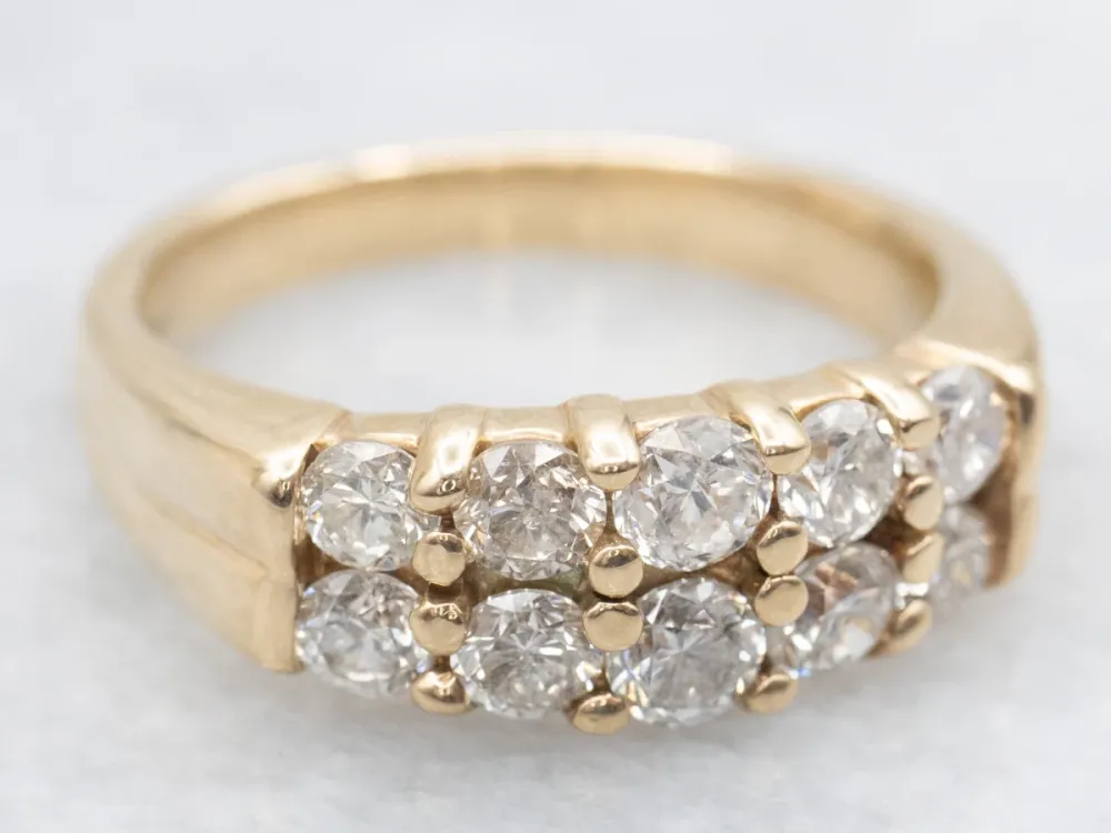 Sparkling Duo Row Diamond Wedding Band