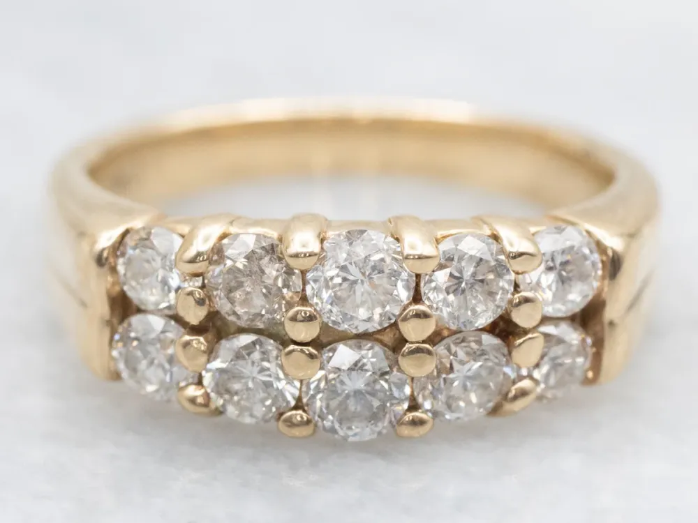 Sparkling Tweeling Row Diamond Wedding Band