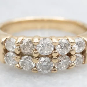 Sparkling Tweeling Row Diamond Wedding Band