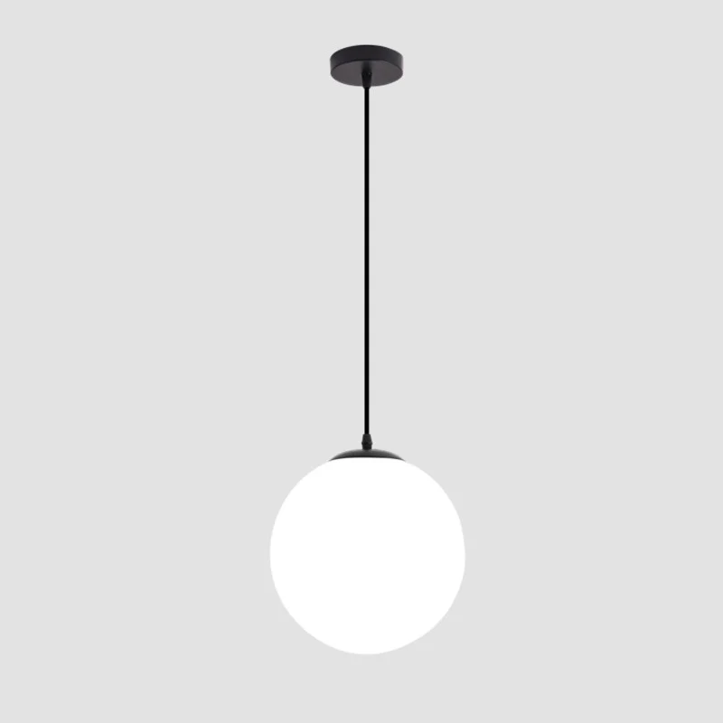 Sphere Restaurant Hanglamp Crème Glas 1 Kops Eenvoudige Plafondlamp Zwart