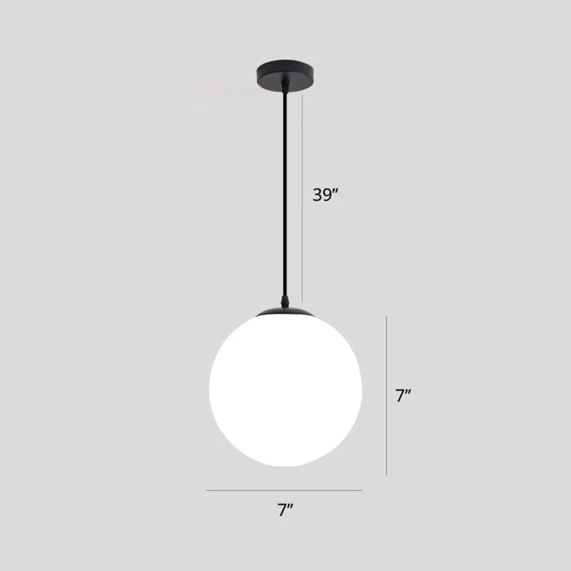 Sphere Restaurant Hanglamp Crème Glas 1 Kops Eenvoudige Plafondlamp Zwart