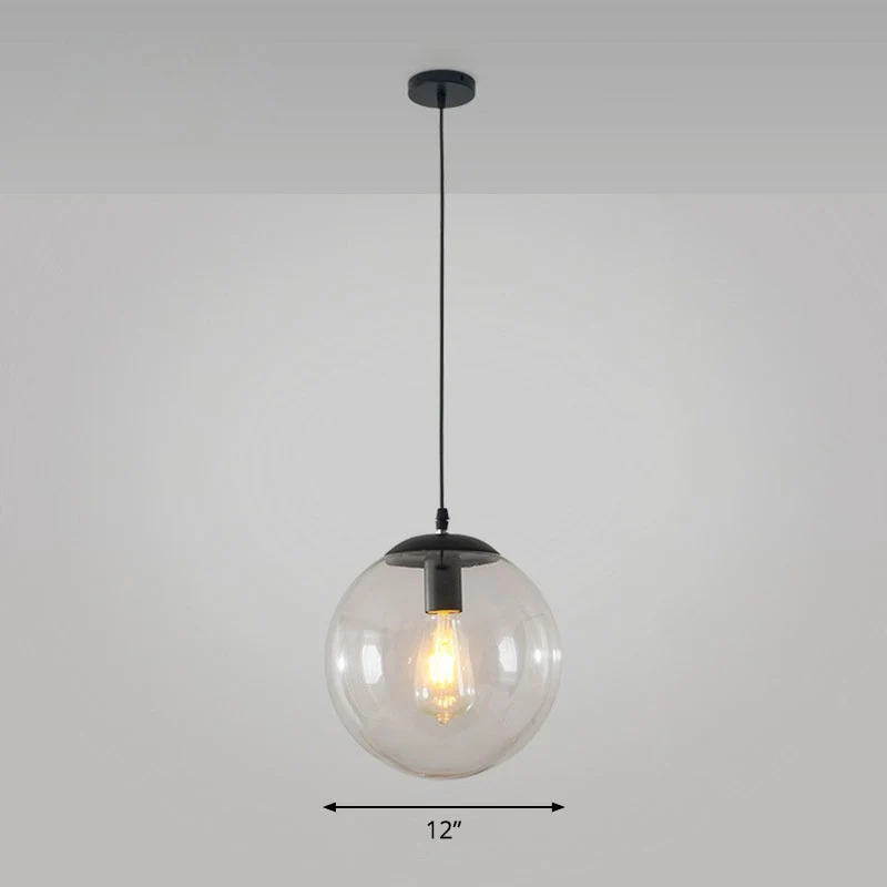 Sphere Restaurant Plafondophanglamp Glazen enkele lamp Eenvoudige hanglamp zwart