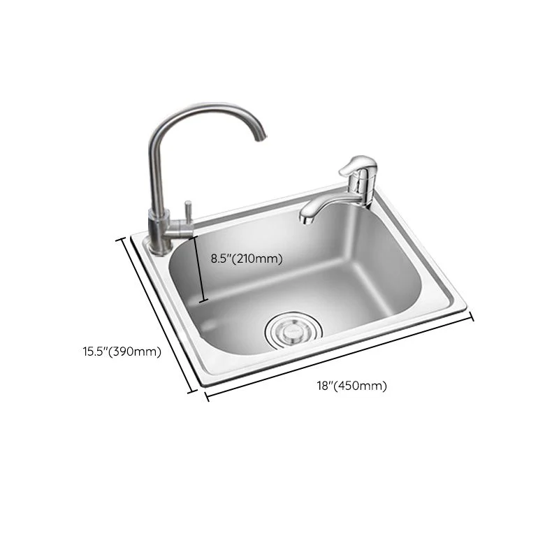 Stainless Rvs Sink Drop- Single Bowl Kitchen Sink Basket Strainer 15l