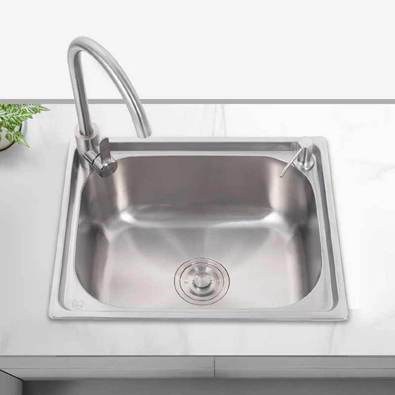 Stainless Rvs Sink Drop- Single Bowl Kitchen Sink Basket Strainer 15l