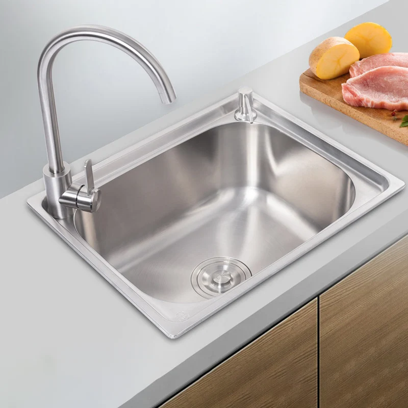 Stainless Rvs Sink Drop- Single Bowl Kitchen Sink Basket Strainer 15l