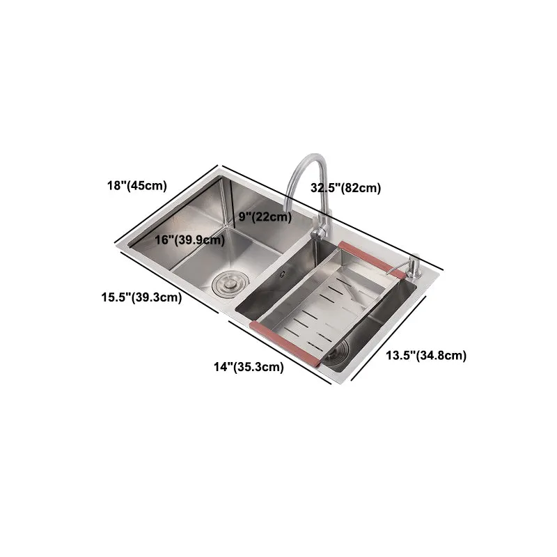 Stainless Staal Contemporary Sink Kitchen Double Drop- Kitchen Sink 30l
