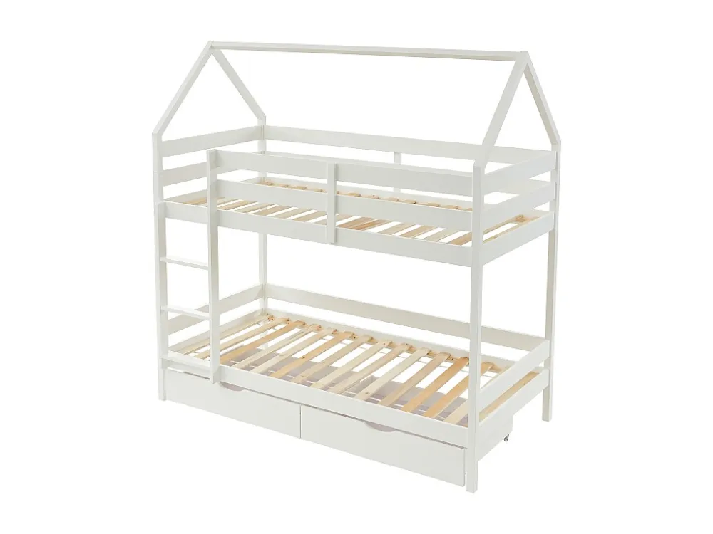Stapelbed 2 x 90 x 190 cm - 2 laden - Grenen - Wit - CHORI - Koop nu louter online