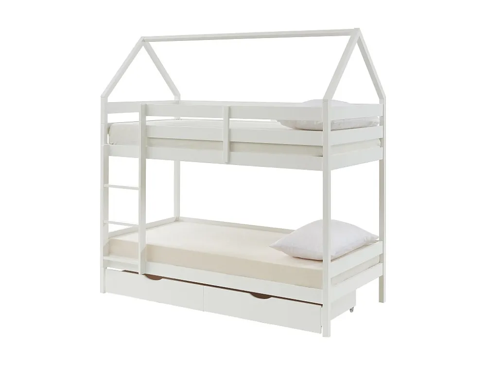 Stapelbed 2 x 90 x 190 cm - 2 laden - Grenen - Wit - CHORI - Koop nu louter online