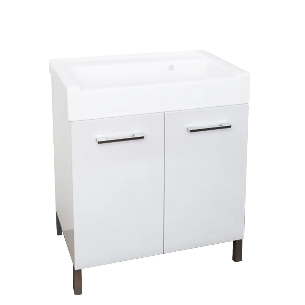 Steengoed washbasin two-door cabinet melamine wood Lavarredo Xilon 60x50 cm Glossy white