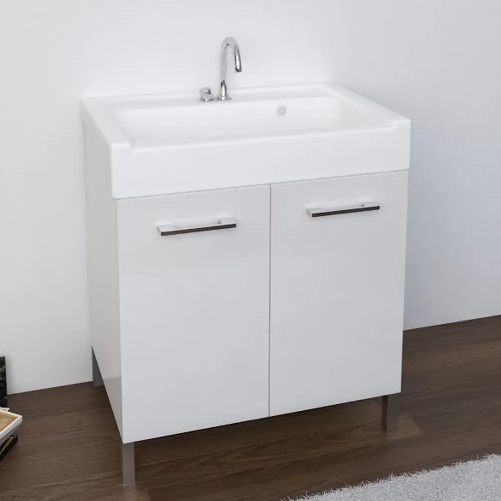 Steengoed washbasin two-door cabinet melamine wood Lavarredo Xilon 60x50 cm Glossy white