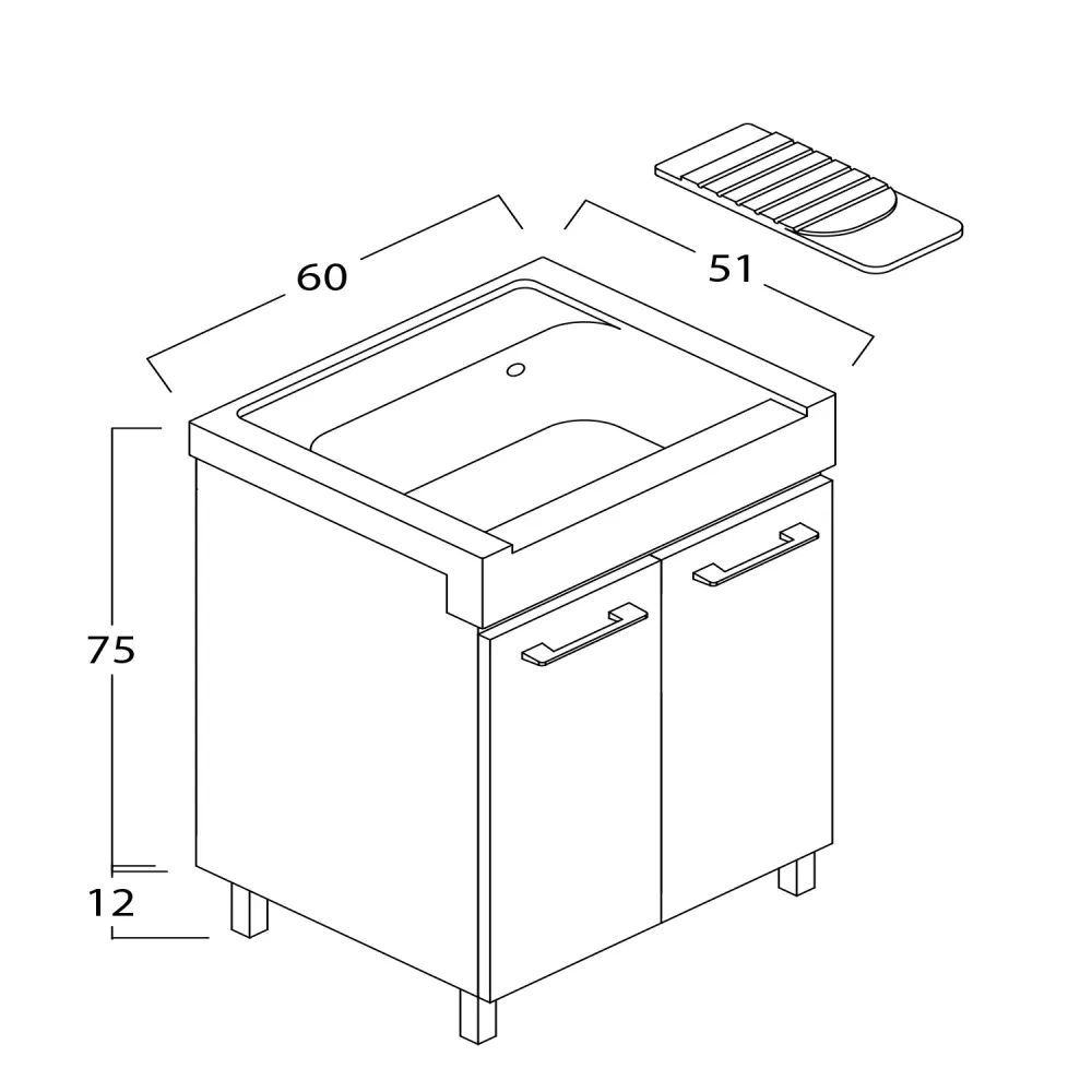 Steengoed washbasin two-door cabinet melamine wood Lavarredo Xilon 60x50 cm Glossy white