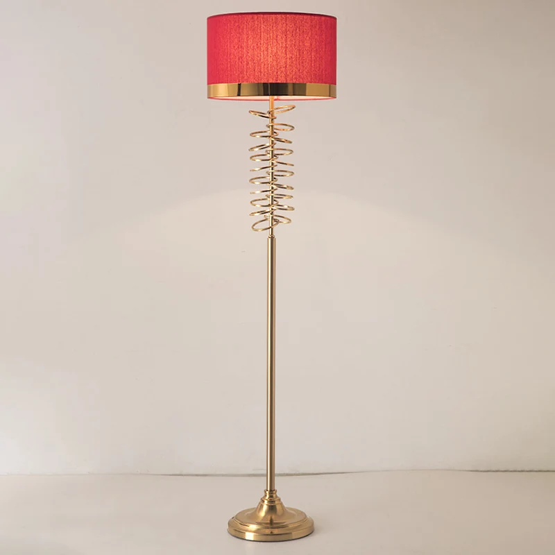 Stof wit/rood vloerlamp Drum enkele kop antieke staande lamp met ringen deco voor salon