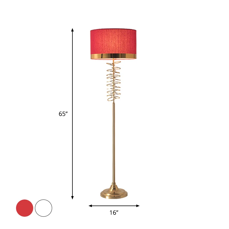 Stof wit/rood vloerlamp Drum enkele kop antieke staande lamp met ringen deco voor salon
