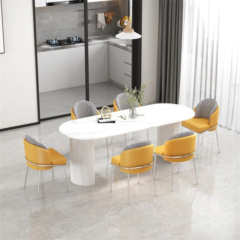 Stone Duo Pedestal Dining Table Simplicity Style Dining Room Table Home 31