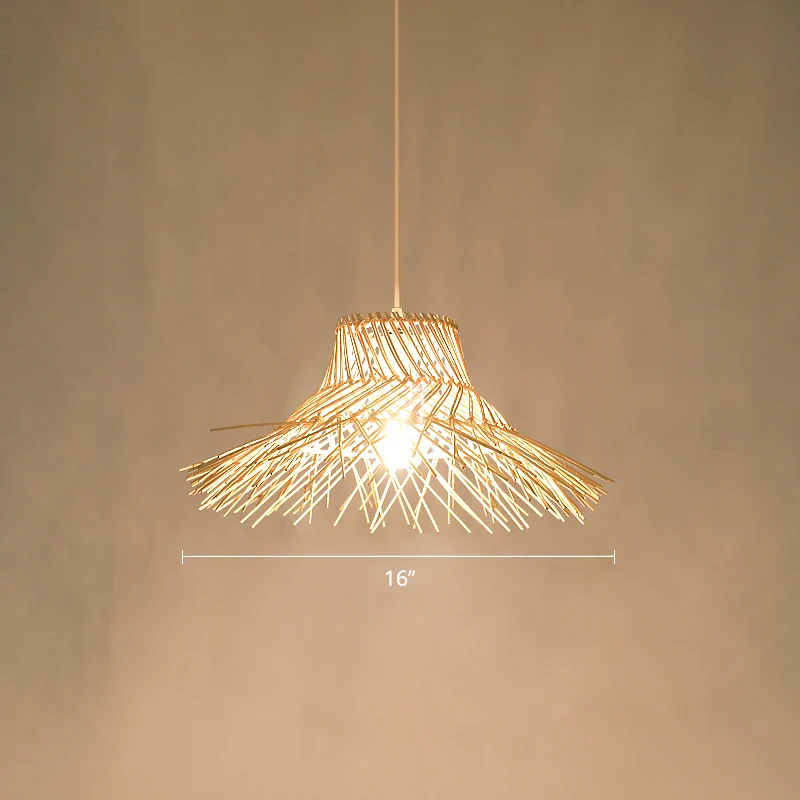 Strohoed rotan plafondlamp Moderne enkele houten hangende hanglamp voor restaurant