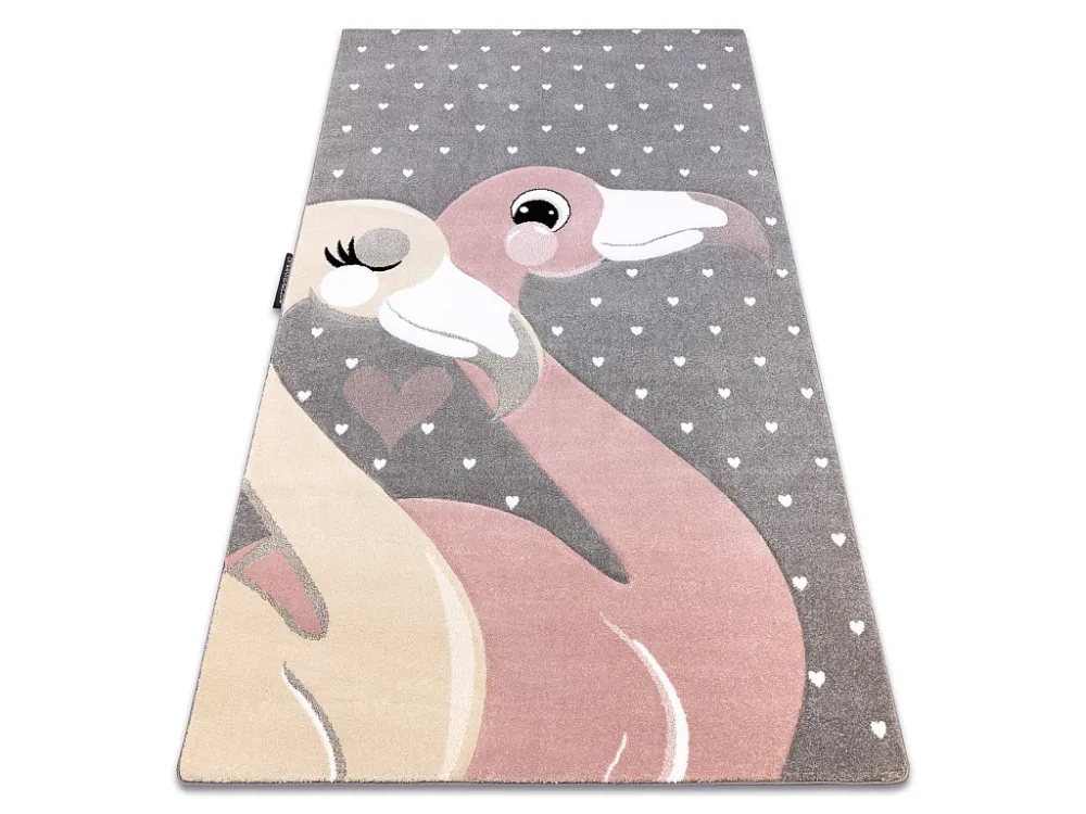 Tapijt PETIT FLAMINGOS Flamingo's HARTJES grijskleuring 200x290 cm