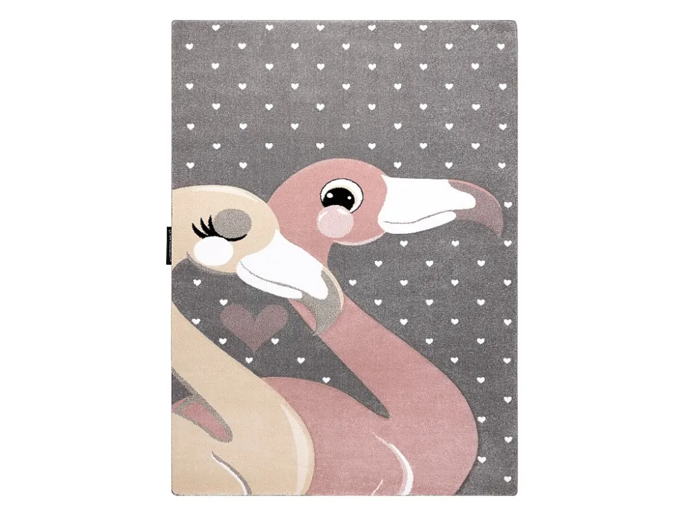 Tapijt PETIT FLAMINGOS Flamingo's HARTJES grijskleuring 200x290 cm