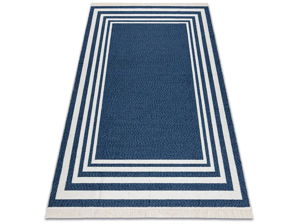 Tapijt TWIN 22990 Kader, katoen, dubbelzijdig, Ecologische franjes - d 80x300 cm