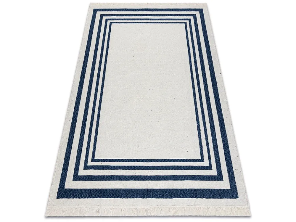 Tapijt TWIN 22990 Kader, katoen, dubbelzijdig, Ecologische franjes - d 100x200 cm