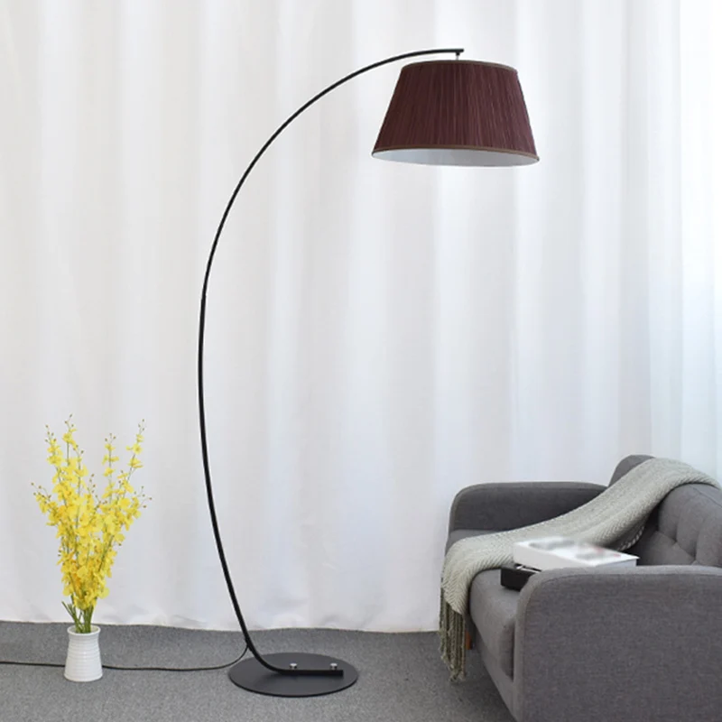Taps toelopende trommelvormige stof staande lamp Retro enkele woonkamer gebogen vloerlamp