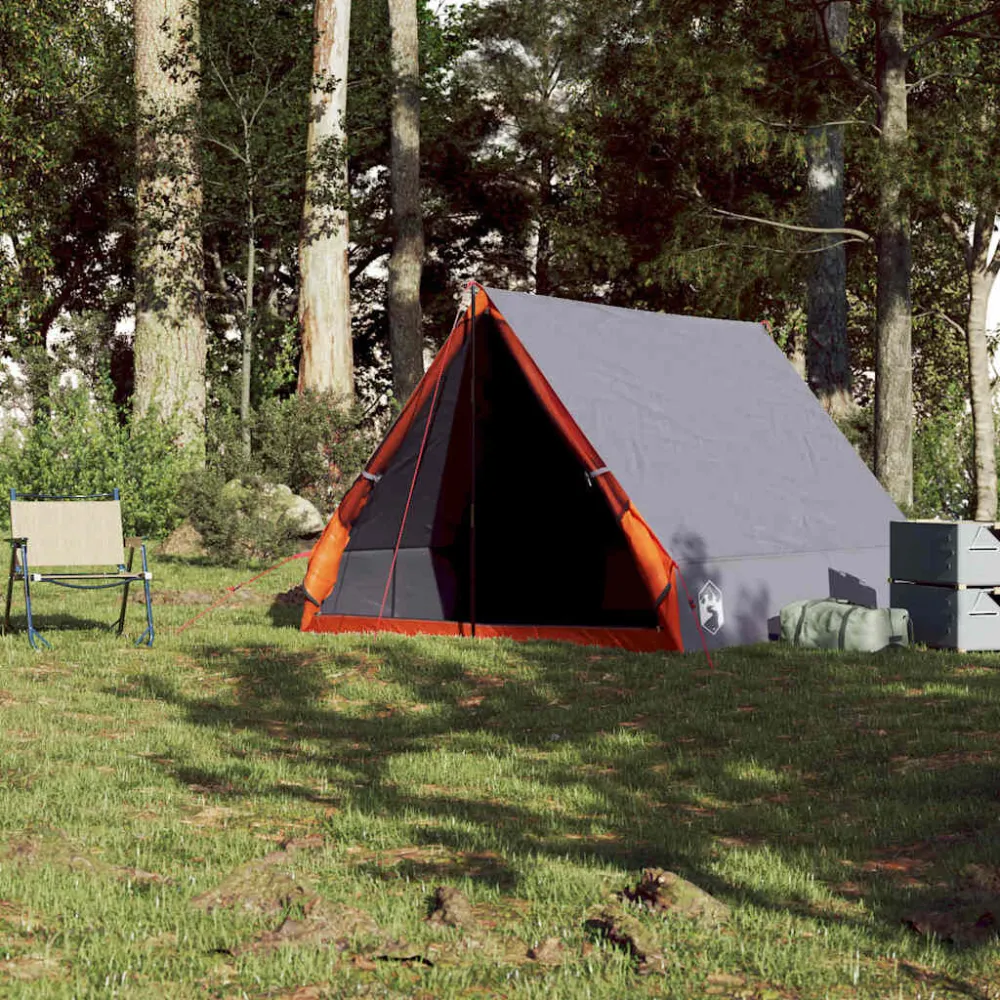Tent -frame 2-persoons waterdicht grijs en oranje