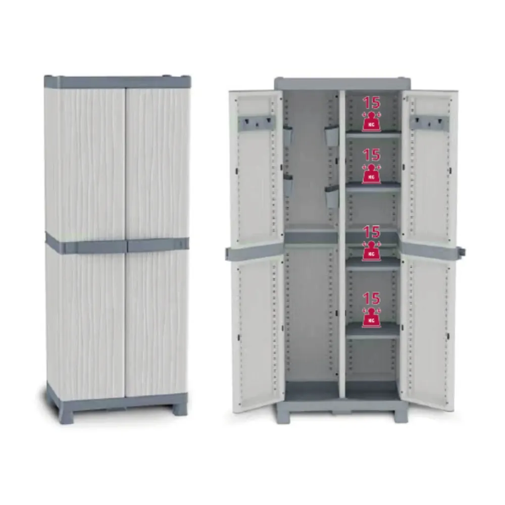 Terry Wave Wardrobe 2-Door Glass Door - Asgrijs