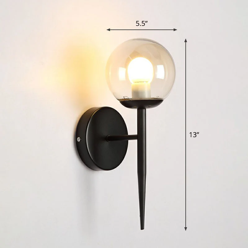 Torch Design Wall Sconce Sober Clear Ball Glass Single Corridor Wall Light Fixture Gold