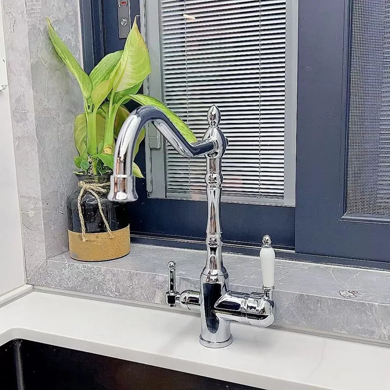 Traditional Bridge Kitchen Faucet 2-Handle Bridge Kitchen Faucet Goud
