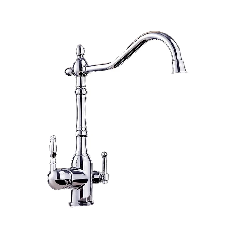 Traditional Bridge Kitchen Faucet 2-Handle Bridge Kitchen Faucet Goud