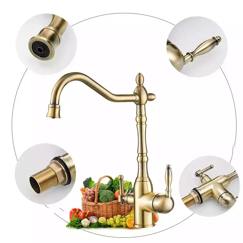 Traditional Bridge Kitchen Faucet 2-Handle Bridge Kitchen Faucet Gouden