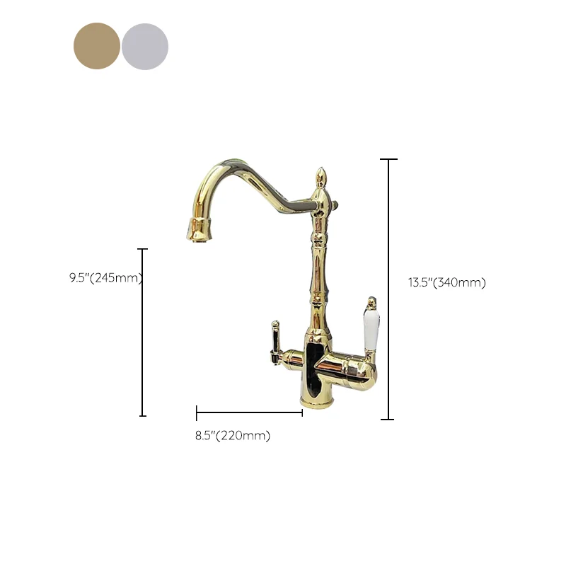 Traditional Bridge Kitchen Faucet 2-Handle Bridge Kitchen Faucet Gouden
