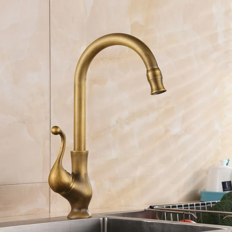 Traditional Kitchen Faucet Brass High Arc Goud Standard Kitchen Faucets Single Handle