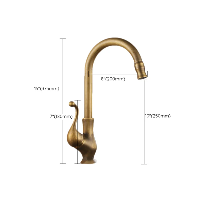 Traditional Kitchen Faucet Brass High Arc Goud Standard Kitchen Faucets Single Handle
