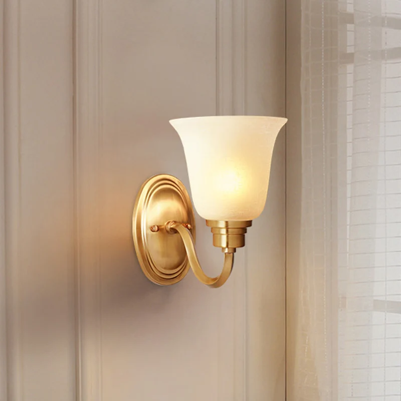 Traditional Shaded Wall Mount Lighting Single-Bulb Glaswerk Wall Light Fixture Gold Gold