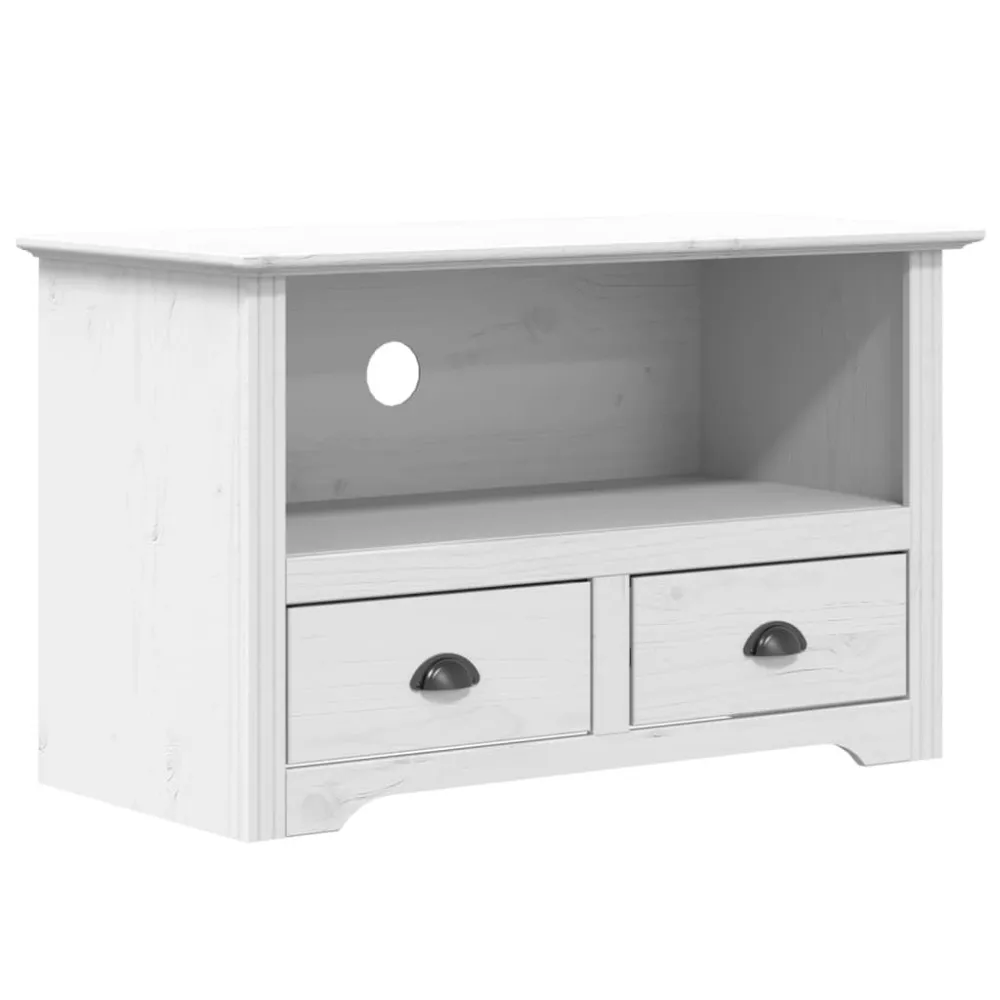 Tv-meubel 2 lades BODO 91,5x44,5x56 cm massief grenenhout wit