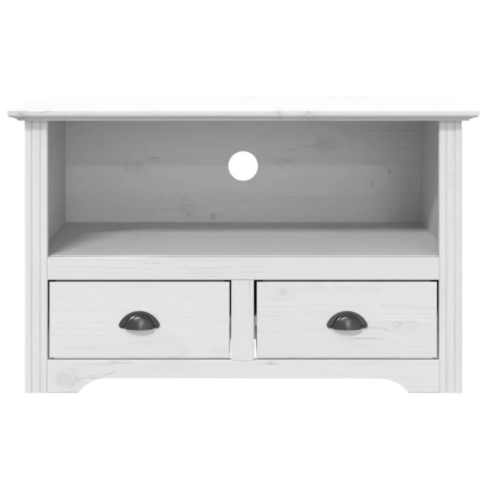 Tv-meubel 2 lades BODO 91,5x44,5x56 cm massief grenenhout wit