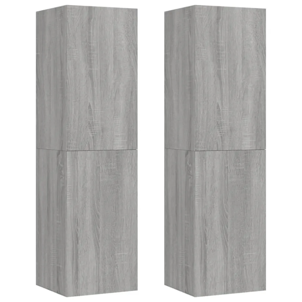 Tv-wandmeubels 2 st 30,5x30x110 cm grijs sonoma eikenkleurig
