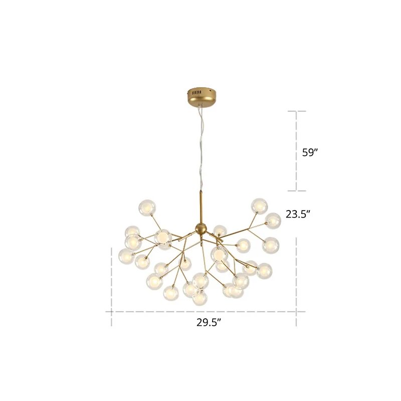 Tweeling Glass Bubbles Chandelier Postmodern Style Firefly Pendant Lamp Restaurant Black