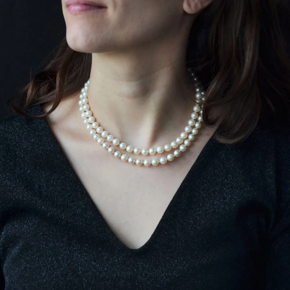 Tweeling row cultured pearl necklace