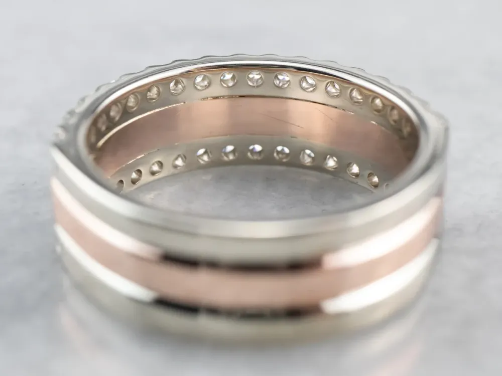 Tweeling Row Diamond Rose Gold Band Ring