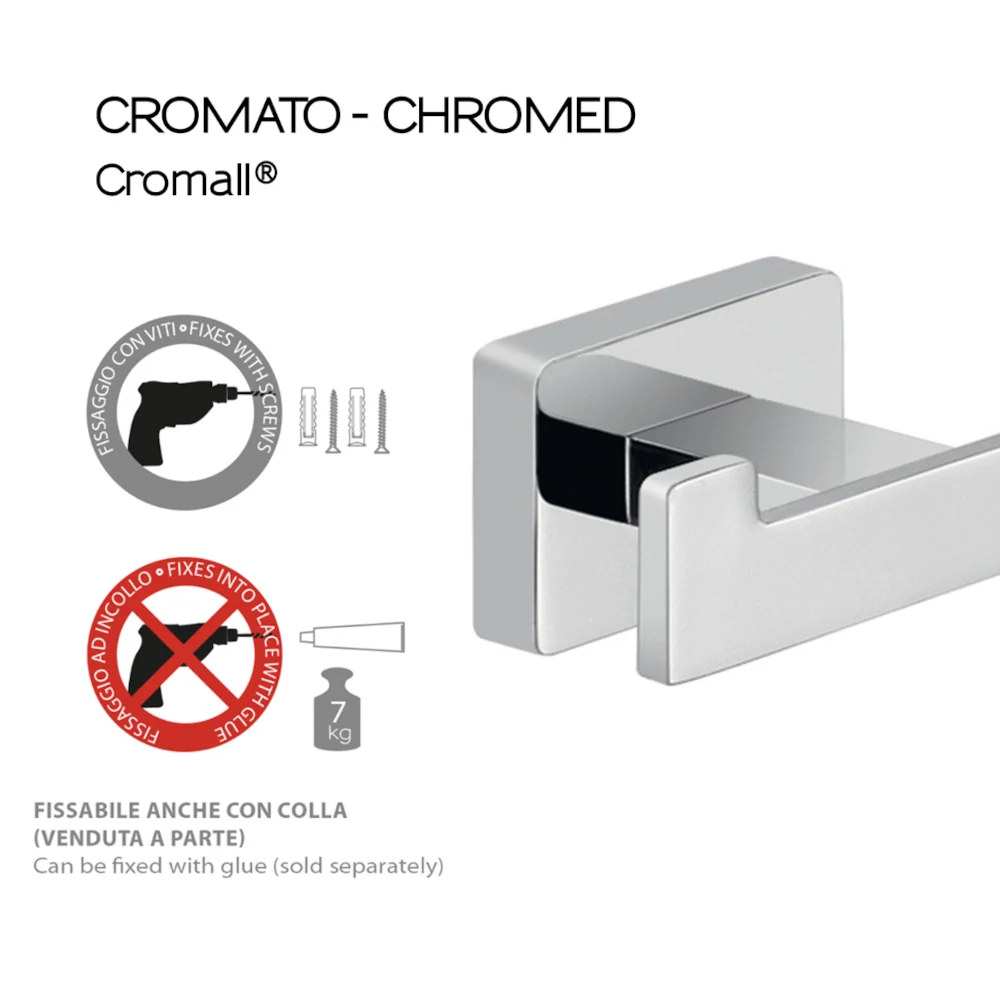 Tweemaal wall coat rack Stainless Steel Gedy model Atena - Chrome