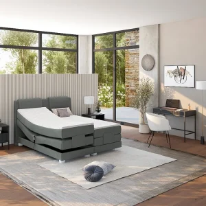 Tweepersoons boxspring met elektrische bedbodem Zwak grijs