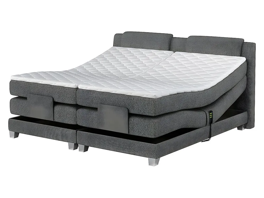 Tweepersoons boxspring met elektrische bedbodem Zwak grijs