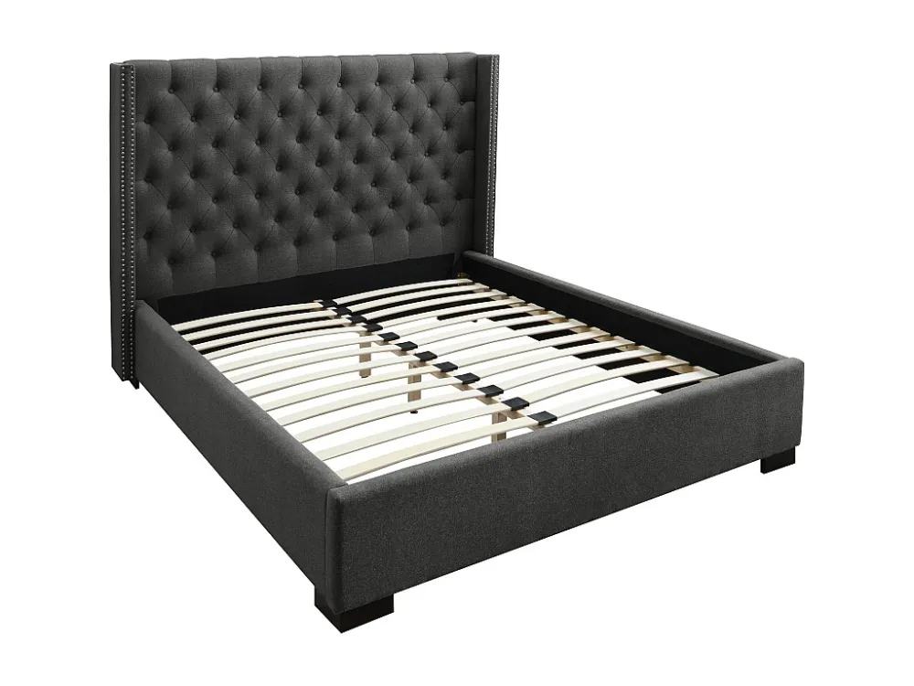 Tweepersoonsbed MASSIMO - 160 x 200 cm - grijs - stof