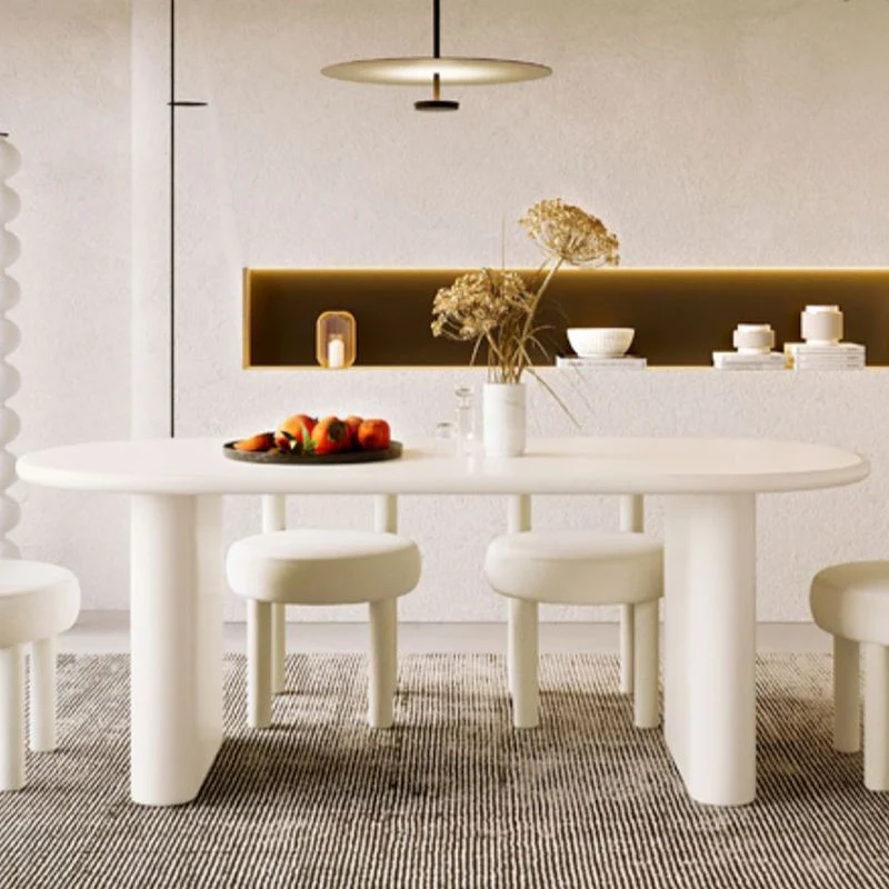 Tweevoudig Pedestal Dining Table Solid Wood Dining Table White Dining Room 55