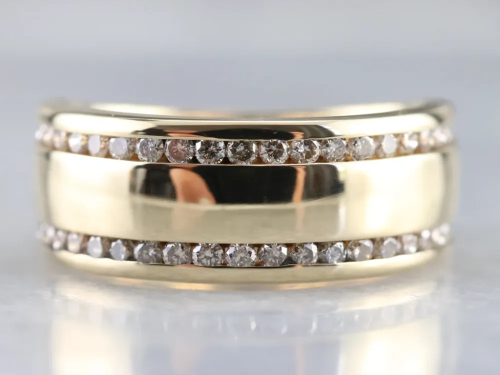 Tweevoudig Row Channel Set Diamond Band