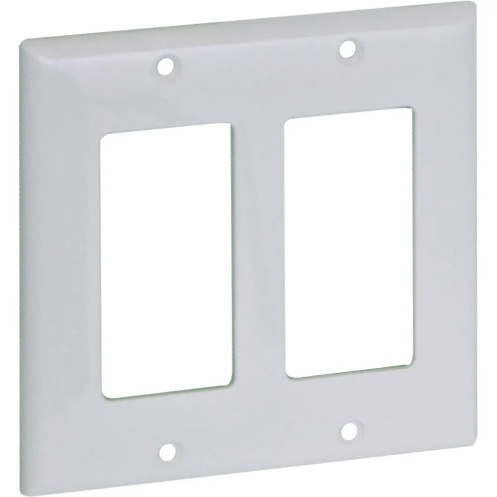 Two Gang DECO Wall Plate – klassiek, White)