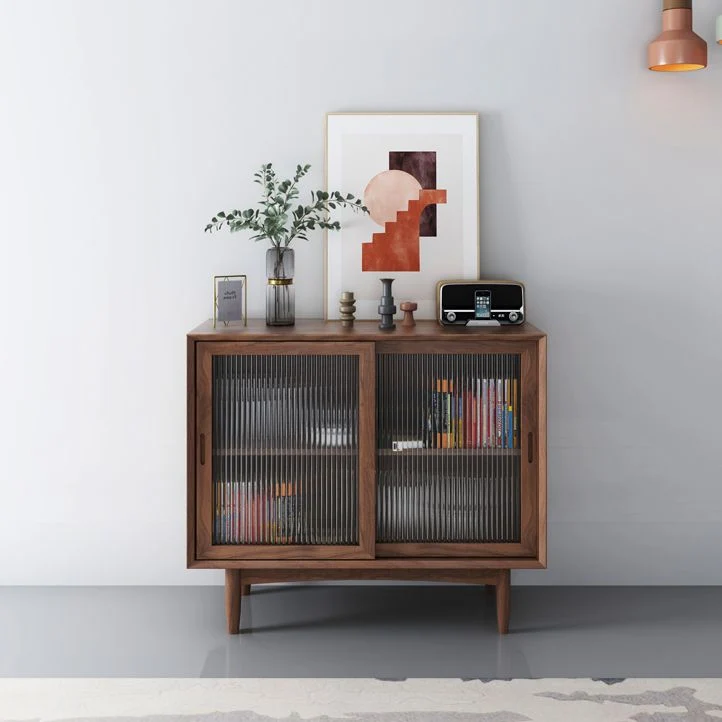Two Glaswerk Doors Buffet Server Wood Simple Style Kitchen Server Dining Room 31l